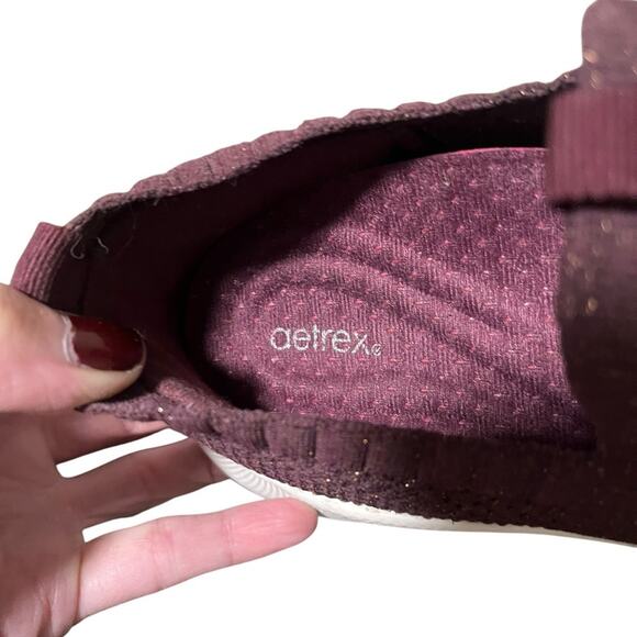 AETREX Angie Maroon Knit Metallic GoldWomen's Sneakers Sizer7.5 - Picture 7 of 8